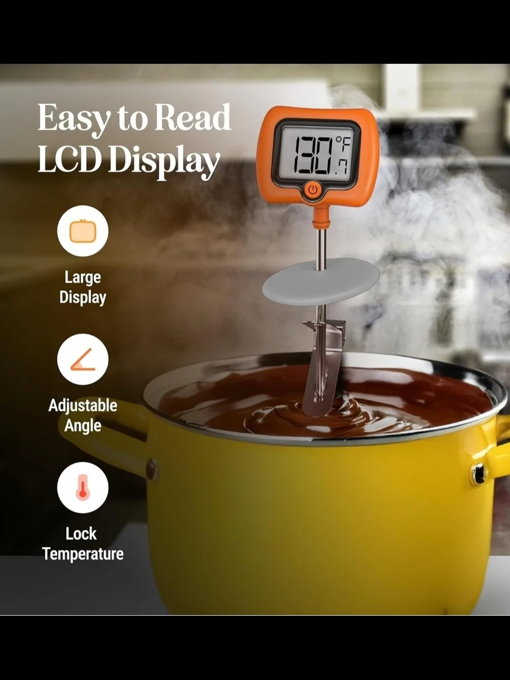 2 Pack Digital Candy Thermometer with Pot Clip, 10